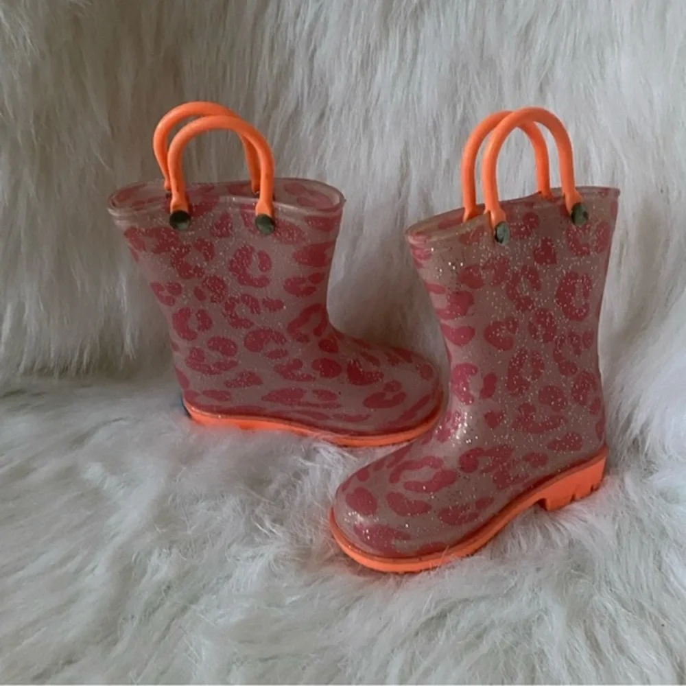 Zoogs Boots Girls‎ Size 5 Rain Slip On Orange-Pink
